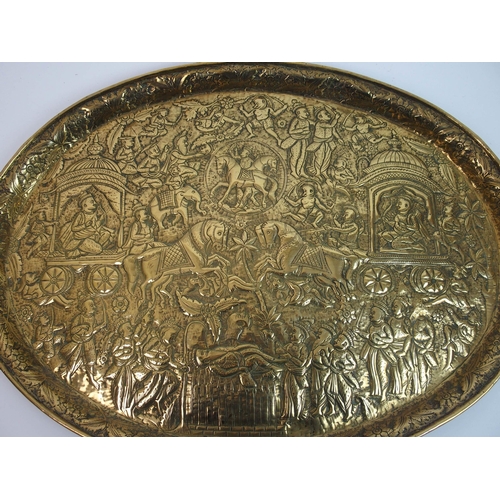 77 - An Indian brass oval tray