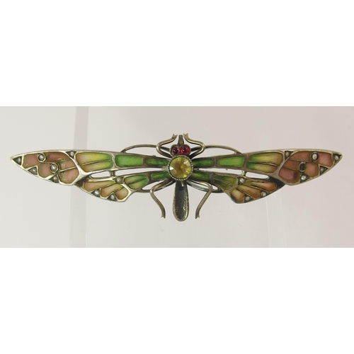 793B - A French silver plique a jour enamel dragonfly brooch