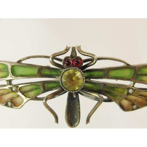 793B - A French silver plique a jour enamel dragonfly brooch