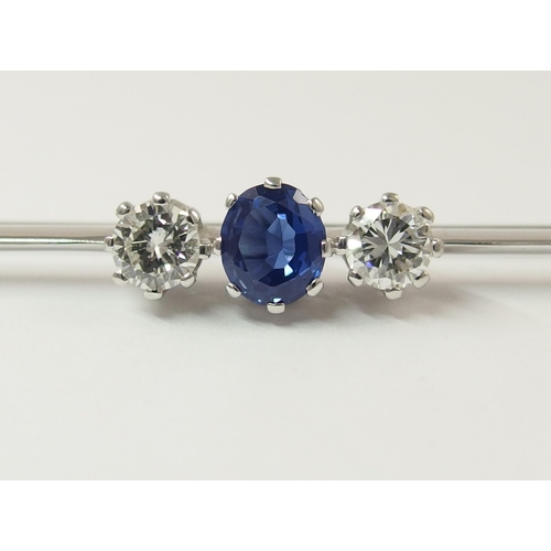 795A - A sapphire and diamond bar brooch