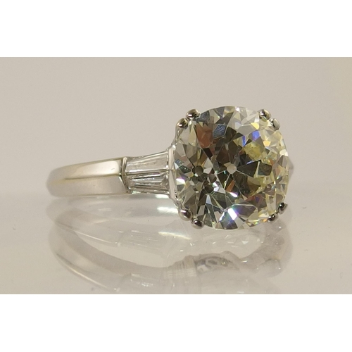 798B - A substantial cushion shaped old cut diamond ring