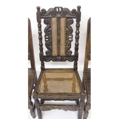 805 - Eight 17th Century style various oak and beech chairs