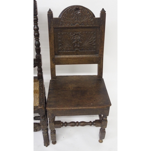 805 - Eight 17th Century style various oak and beech chairs