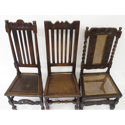 805 - Eight 17th Century style various oak and beech chairs