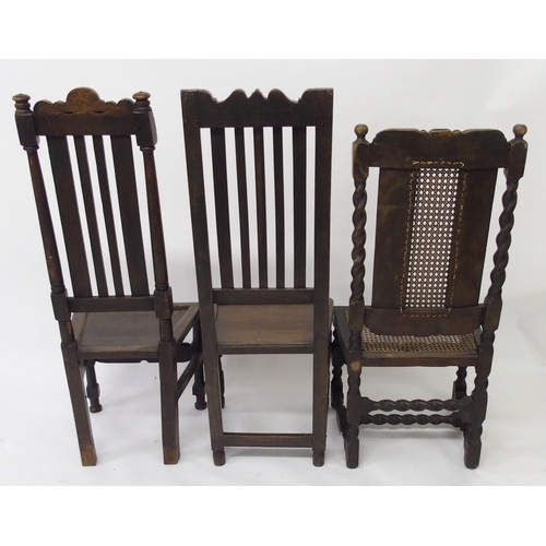 805 - Eight 17th Century style various oak and beech chairs