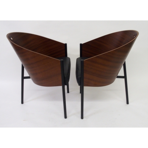 806 - Four Philippe Stark Costes style Bentwood tubular metal and rexine chairs