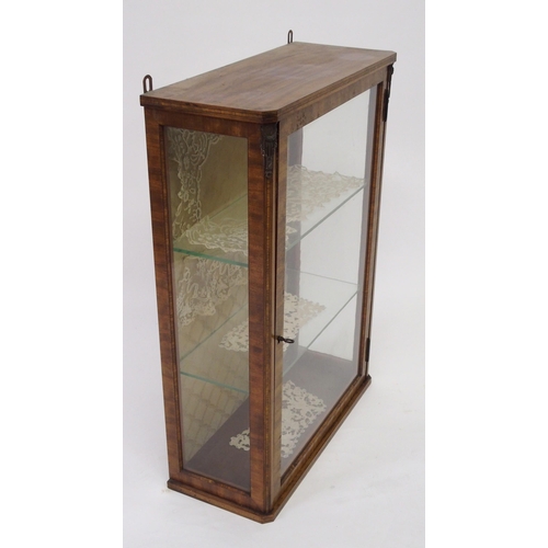 807 - A satinwood crossbanded hanging display cabinet