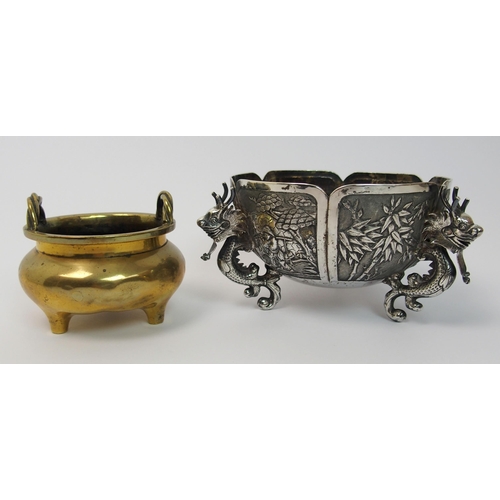 93 - A Chinese silver lobed sugar bowl