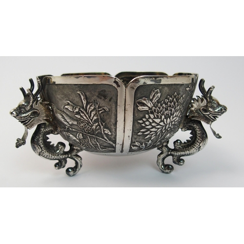 93 - A Chinese silver lobed sugar bowl