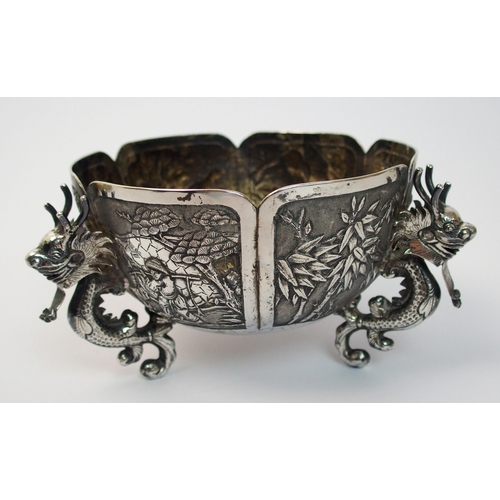 93 - A Chinese silver lobed sugar bowl