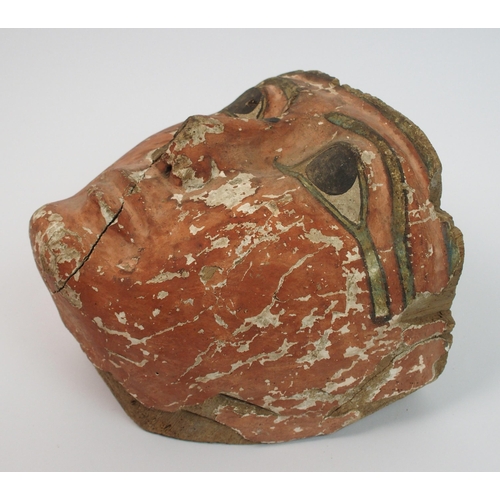 96 - An Egyptian painted wood sarcophagus mask