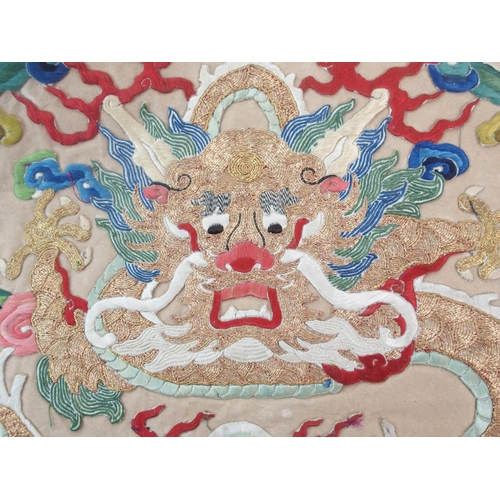 100 - A Chinese silk embroidered roundel