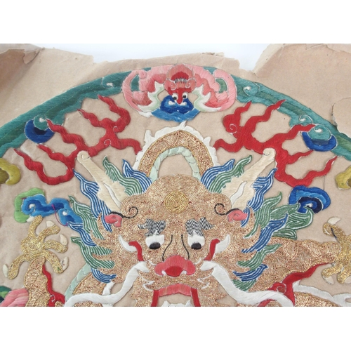 100 - A Chinese silk embroidered roundel