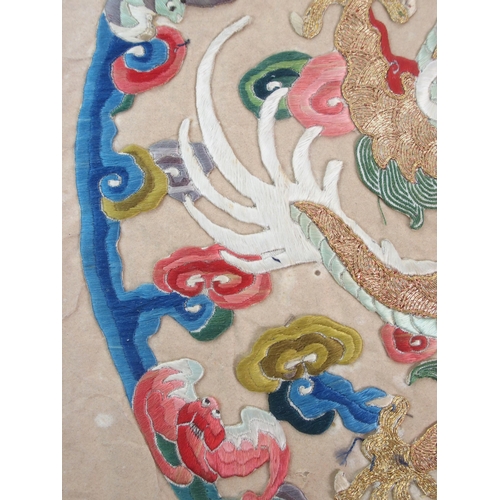 100 - A Chinese silk embroidered roundel