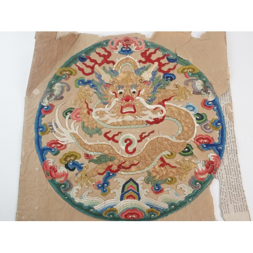 100 - A Chinese silk embroidered roundel