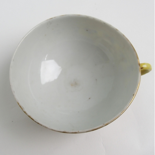 104 - Three Canton porcelain yellow ground teacups