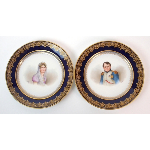 1060 - A pair of Sevres-style painted porcelain plates