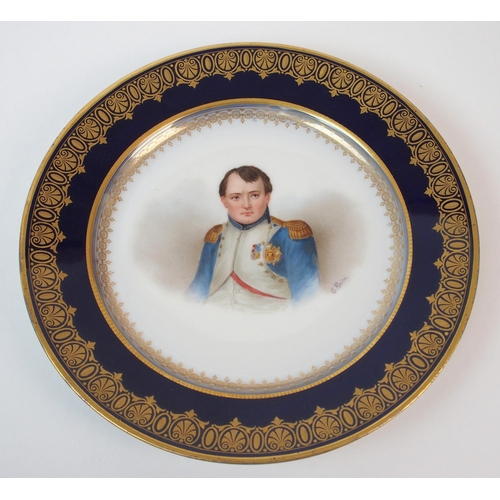 1060 - A pair of Sevres-style painted porcelain plates