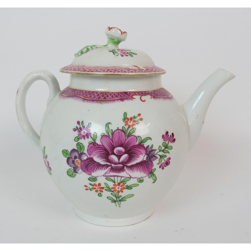 1072 - A group of five English porcelain teapots  two bowls and sugar bowl