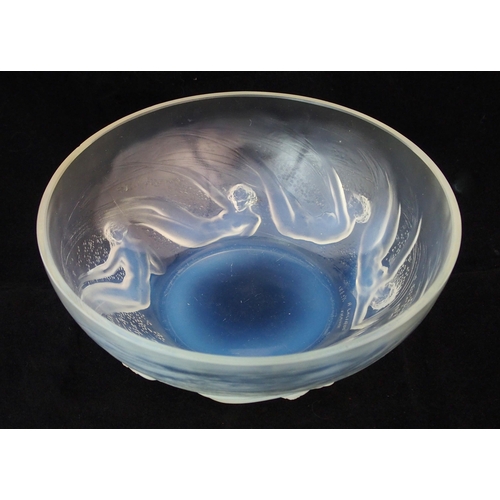 1078 - A Rene Lalique moulded opalescent glass Ondines bowl