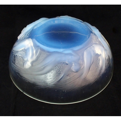 1078 - A Rene Lalique moulded opalescent glass Ondines bowl