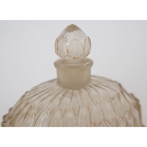 1080 - A Rene Lalique moulded glass Amelie perfume with sepia patina