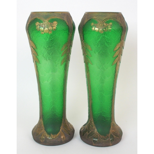 1082 - A pair of French Legras & Cie glass vases