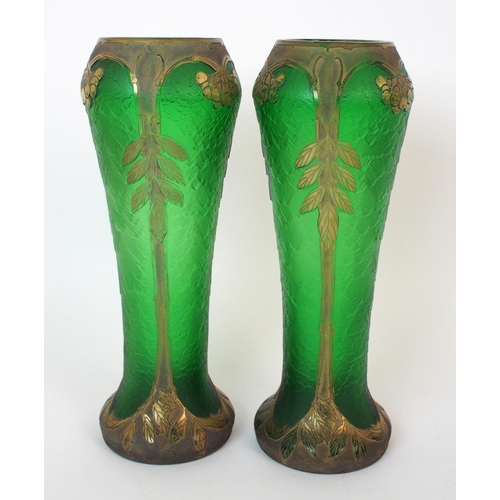 1082 - A pair of French Legras & Cie glass vases