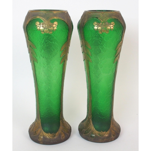 1082 - A pair of French Legras & Cie glass vases