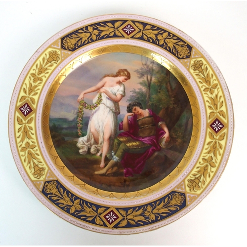 1096 - Two Viennese porcelain painted and parcel gilt plates