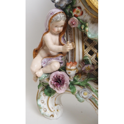 1099 - A Meissen-style figural porcelain mantle clock