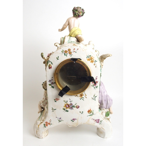 1099 - A Meissen-style figural porcelain mantle clock