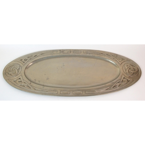 1101 - An Arts & Crafts Glasgow School silvered metal tray by Margaret Gilmour (1860-1942)