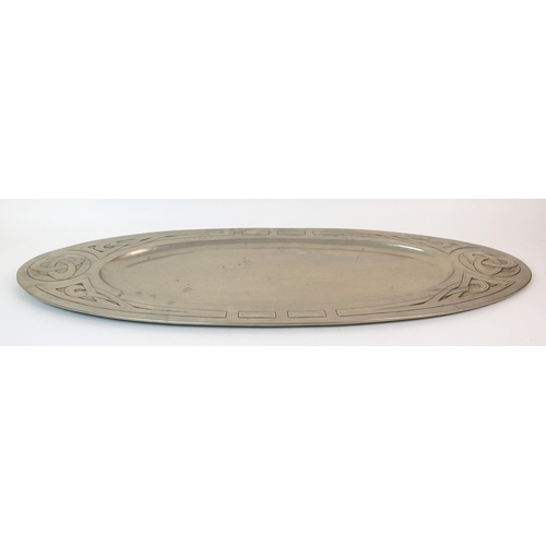 1101 - An Arts & Crafts Glasgow School silvered metal tray by Margaret Gilmour (1860-1942)