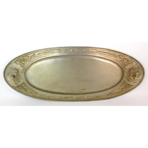 1101 - An Arts & Crafts Glasgow School silvered metal tray by Margaret Gilmour (1860-1942)