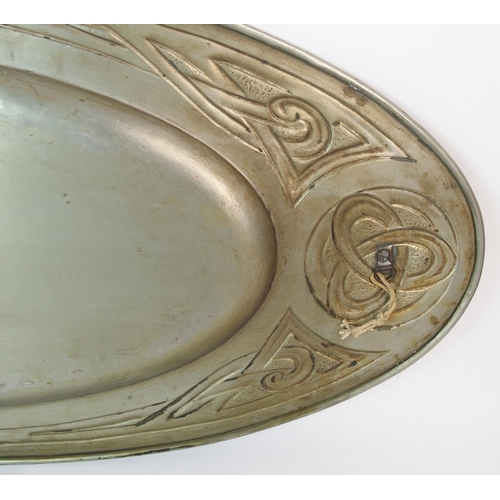 1101 - An Arts & Crafts Glasgow School silvered metal tray by Margaret Gilmour (1860-1942)