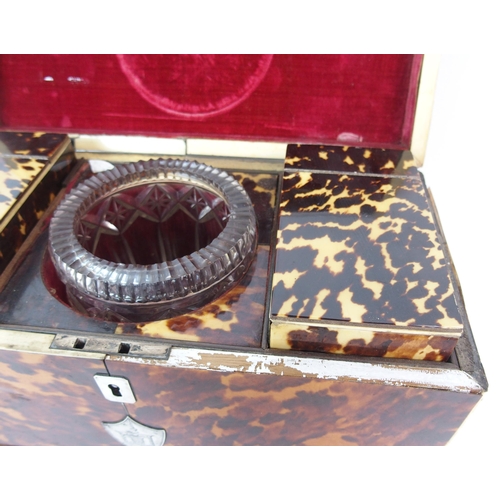 1104 - An English Regency tortoiseshell tea caddy