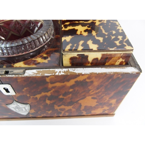 1104 - An English Regency tortoiseshell tea caddy