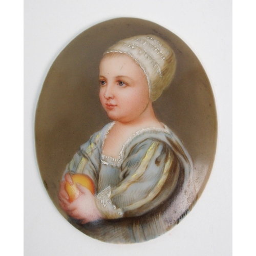 1120 - A Viennese painted porcelain portrait plaque by Wagner