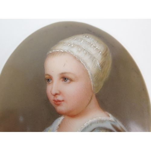 1120 - A Viennese painted porcelain portrait plaque by Wagner