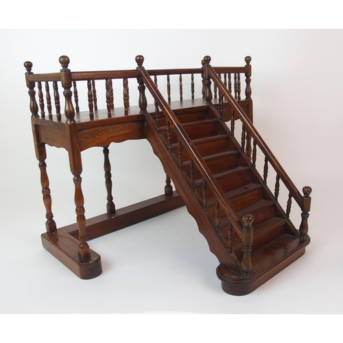 1121 - A mahogany apprentice model of a staircase