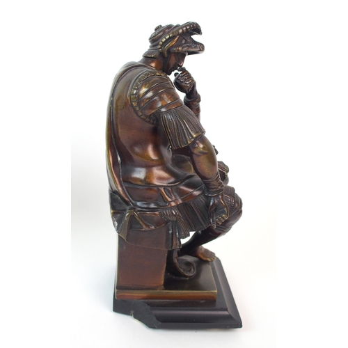 1127 - Two patinated bronze figures  after Michelangelo Buonarroti (Italian  1475-1564)