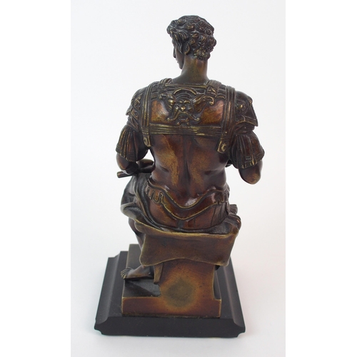 1127 - Two patinated bronze figures  after Michelangelo Buonarroti (Italian  1475-1564)