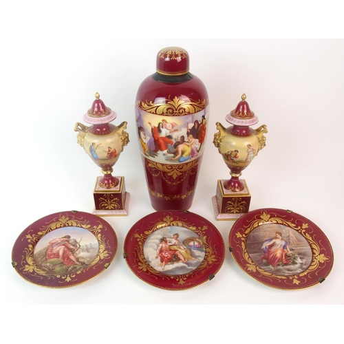 1129 - A group of Royal Vienna-style painted porcelain