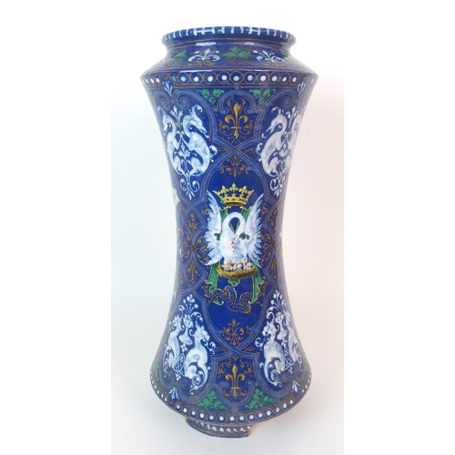 1132 - A French faience Renaissance-style vase  by Jehoshaphat Tortat (b.1843-?)