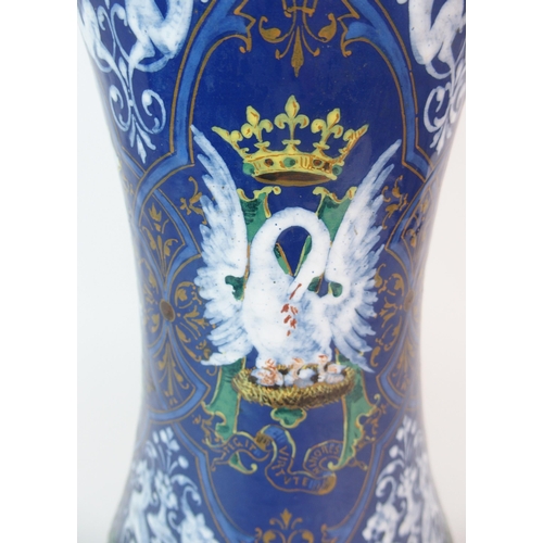 1132 - A French faience Renaissance-style vase  by Jehoshaphat Tortat (b.1843-?)