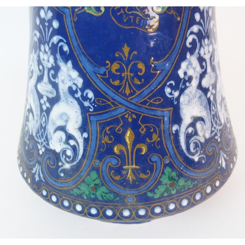 1132 - A French faience Renaissance-style vase  by Jehoshaphat Tortat (b.1843-?)