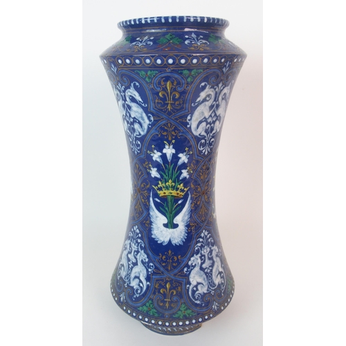 1132 - A French faience Renaissance-style vase  by Jehoshaphat Tortat (b.1843-?)