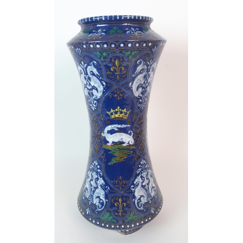 1132 - A French faience Renaissance-style vase  by Jehoshaphat Tortat (b.1843-?)