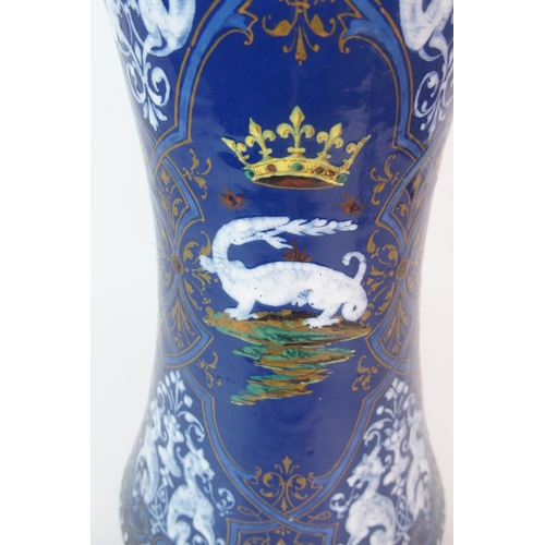 1132 - A French faience Renaissance-style vase  by Jehoshaphat Tortat (b.1843-?)